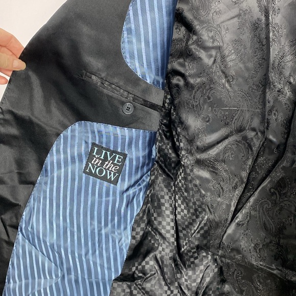 STONE ROSE BLACK VELVET PEAK LAPEL BLAZER Red Rivet Collection size 44R - Picture 10 of 12